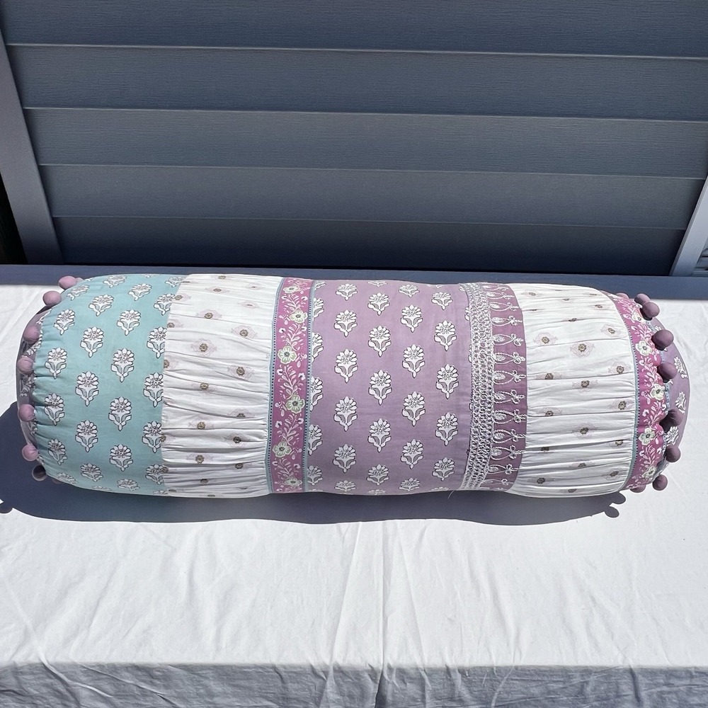 Pottery Barn Kids Pillow Cotton Sofa Chair Bed Lumbar Body 10x31 Floral Lavender